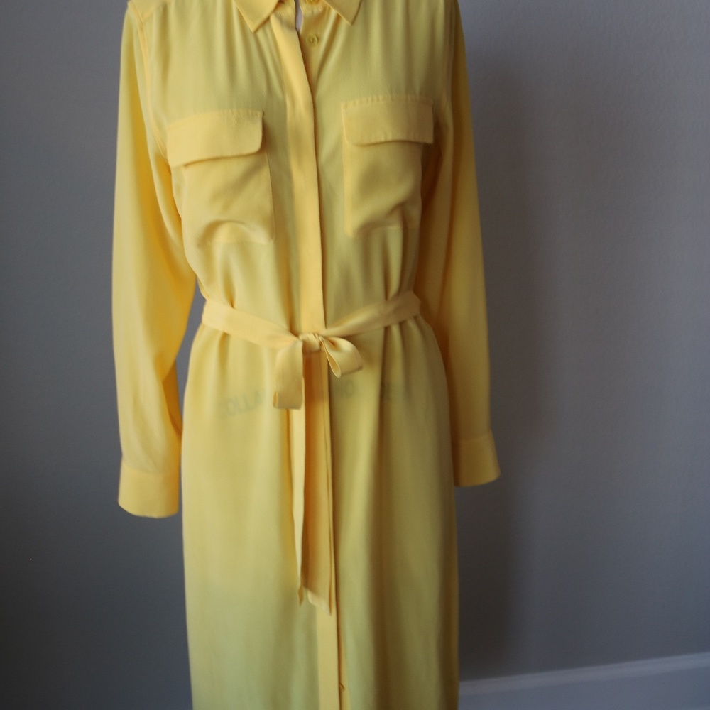 Yellow Button Front Dress with Tie